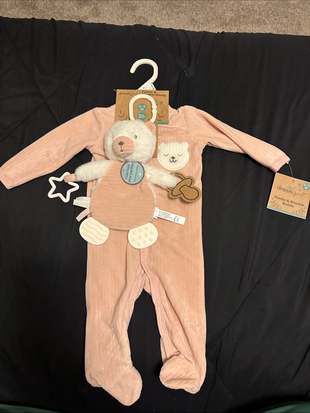 Dreaming Mimi Pink Plush Footie One-Piece with Bear Buddy